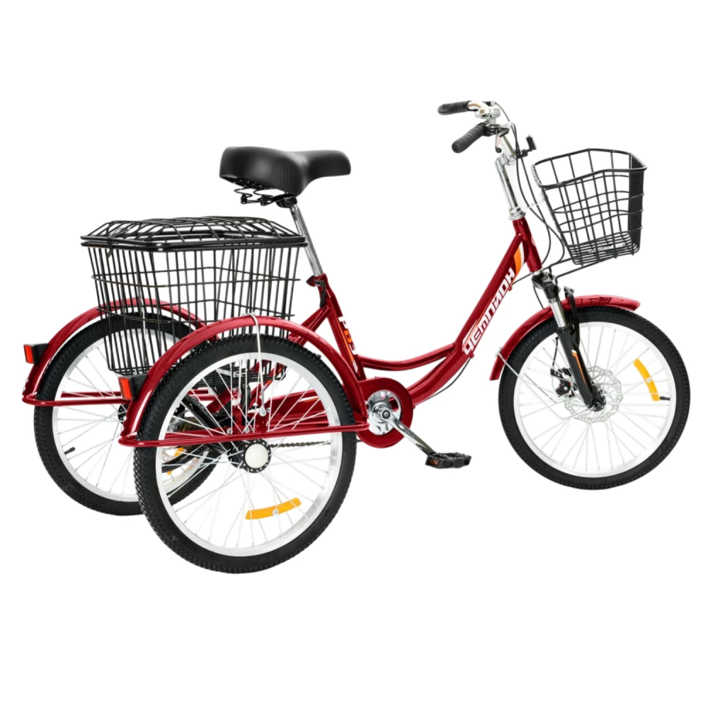 Трехколесный велосипед для взрослых РВЗ Чемпион 20" 1 скорость красный 2